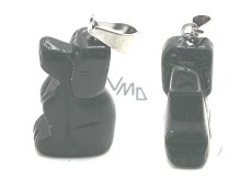 Onyx Dog pendant natural stone, hand cut figurine 1,8 x 2,5 x 8 mm, life force stone