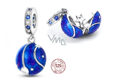 Sterling silver 925 Universe dark blue galaxy, star, 2in1 travel bracelet pendant