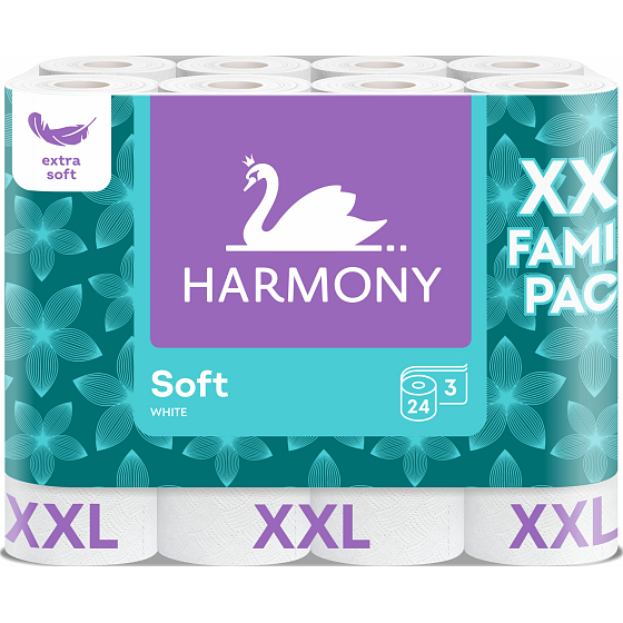 Harmony Soft Family Pack 3-ply toilet paper, 24 rolls, 15.7 m roll