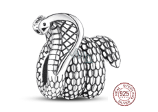 Charm Sterling silver 925 Cobra snake, bead on bracelet animal