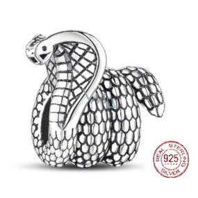 Charm Sterling silver 925 Cobra snake, bead on bracelet animal