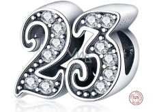 Charm Sterling silver 925, 23 anniversary, bead for bracelet