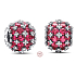 Charm Sterling silver 925 Glittering round red charm Pavé, bead on bracelet symbol