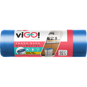 viGO trash bags, 9 µ, 58 × 67 cm, 60 l, 28 pcs