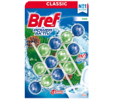 Bref Power Aktiv 4 Formula Pine Freshness WC block for hygienic cleanliness and freshness of your toilet, colours water, Mega pack 3 x 50 g