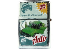Bohemia Gifts & Cosmetics Retro zapalovač kovový benzínový s potiskem Zelené auto 5,5 x 3,5 x 1,2 cm
