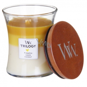 WoodWick Trilogy Fruits of Summer - Summer fruits scented candle with wooden wick and glass lid 609.5 g