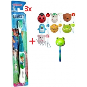 Abella Tomcat soft toothbrush for children 3 pieces FA613 + Abella Kids Toothbrush holder various motifs 1 piece