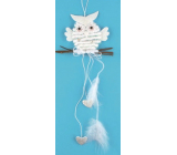 White owl for hanging, hearts 22 cm