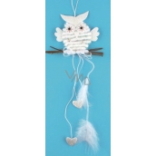 White owl for hanging, hearts 22 cm