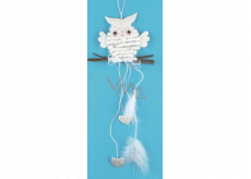 White owl for hanging, hearts 22 cm