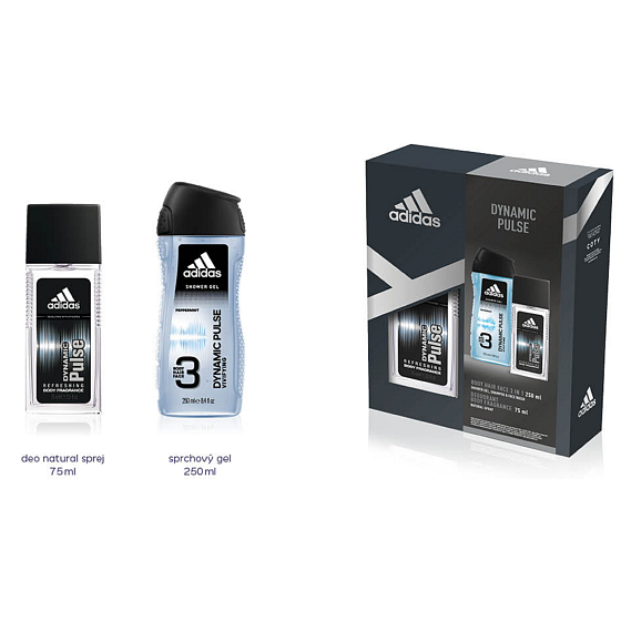 Adidas Dynamic Pulse perfumed deodorant glass for men 75 ml + shower gel 250 ml, cosmetic set