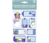 3D gift tags with blue-violet glitter 17 x 12.5 cm 8 pieces