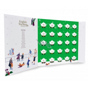 English Tea Shop Bio Advent calendar in the shape of a green book, 25 pieces of loose tea pyramids, 13 flavors, 50 g, gift set