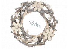 Wreath of twigs with flowers and bow ties 30 cm
