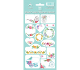 Sheet of Stickers for Home, for Gifts Floral - Greenish 11 x 23.5 cm