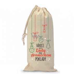 Nekupto Cloth bag for a Christmas bottle Christmas as from the Lady under the tree treasures white 150 x 300 mm