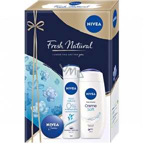 Nivea Fresh Natural Creme Soft shower gel 250 ml + deodorant spray 150 ml + cream 30 ml, cosmetic set