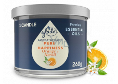 Glade Aromatherapy Pure Happiness Orange + Neroli scented large candle in glass, burning time 60 h 260 g