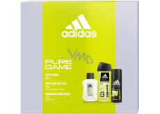 Adidas Pure Game aftershave 100 ml + deodorant spray 150 ml + shower gel 250 ml, cosmetic set for men