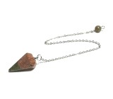 Unakit pendulum natural stone 2,5 cm + 18 cm chain with bead, stone of personal growth and vision