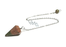 Unakit pendulum natural stone 2,5 cm + 18 cm chain with bead, stone of personal growth and vision