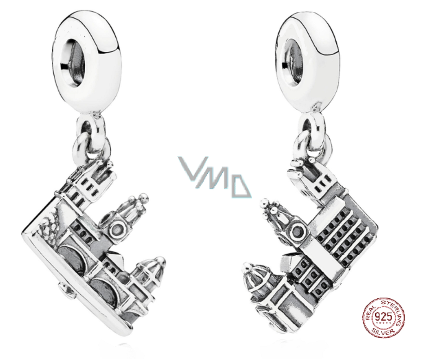 Sterling silver 925 Prague Charles Bridge, travel bracelet pendant