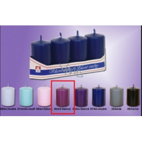 Lima Candle smooth medium violet cylinder 40 x 70 mm 4 pieces
