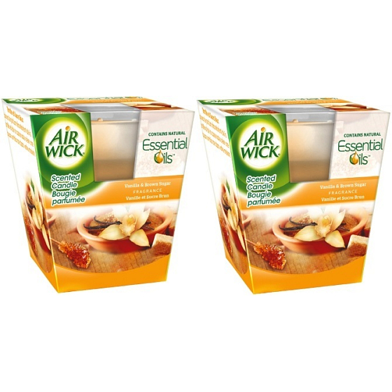 Air Wick Essential Oils Infusion Vanilla & Brown Sugar scented candle in glass 2 x 105 g