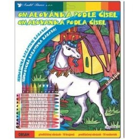 Coloring book by numbers with 10 edges unicorn 29 x 24 cm