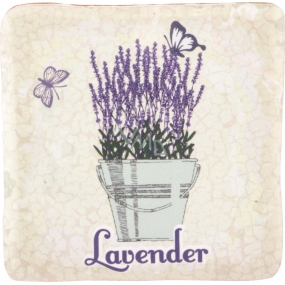 Bohemia Gifts Lavender flowerpot with butterflies decorative tile 10 x 10 cm