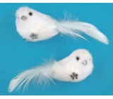 White plush bird on a clip 2 pieces, 12 cm