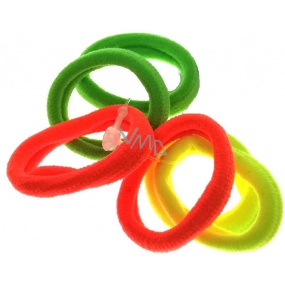 Hair band neon yellow, green, orange 3 x 0.8 cm 6 pieces