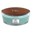 WoodWick Blue Java Banana - Hawaiian banana scented candle with wooden wide wick and boat lid 453 g