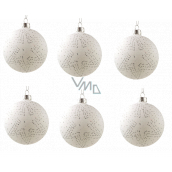 White glass flasks with silver star 8 cm, 6 pieces