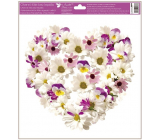 Window foil without glue Heart of daisy and pansy flowers 30 x 33.5 cm