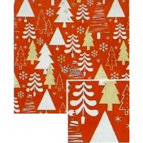 Nekupto Gift wrapping paper Christmas 70 x 200 cm Red white, gold trees