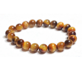 Tiger eye yellow bracelet elastic natural stone, ball 8 mm / 16-17 cm, stone of the sun and earth, brings luck and wealth