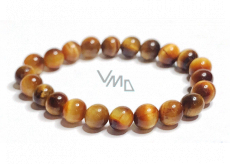 Tiger eye yellow bracelet elastic natural stone, ball 8 mm / 16-17 cm, stone of the sun and earth, brings luck and wealth