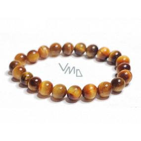 Tiger eye yellow bracelet elastic natural stone, ball 8 mm / 16-17 cm, stone of the sun and earth, brings luck and wealth