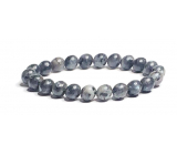 Labradorite black bracelet elastic natural stone, ball 8 mm / 16-17 cm, stone of transformation