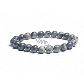 Labradorite black bracelet elastic natural stone, ball 8 mm / 16-17 cm, stone of transformation