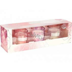 Heart & Home Floral harmony + Oasis of peace + Angel's touch candle glass 3 x 45 g, gift set