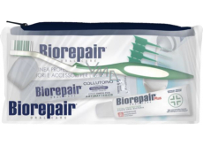 Biorepair Plus Total Protection toothpaste for protection against tooth decay 15 ml + toothbrush 1 piece + mouthwash 12 ml + dental floss 1 piece + flexible toothpicks 5 pieces, travel bag