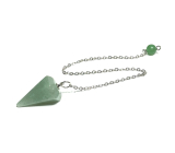 Aventurine green pendulum natural stone 2,5 cm + 18 cm chain with bead, lucky stone