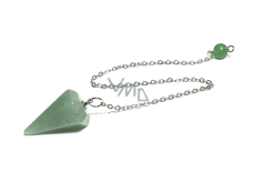 Aventurine green pendulum natural stone 2,5 cm + 18 cm chain with bead, lucky stone