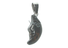 Obsidian Moka Moon pendant natural stone, hand cut figurine 2,2 x 10 mm, rescue stone