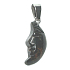Obsidian Moka Moon pendant natural stone, hand cut figurine 2,2 x 10 mm, rescue stone