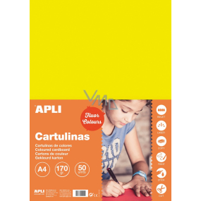 Apli Colored papers A4 Fluo yellow 170 g 50 sheets