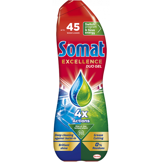 Somat Excellence Duo Gel AntiGrease dishwasher gel 45 doses 810 ml